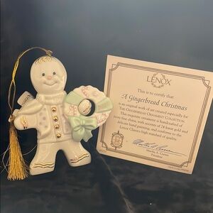 Lenox Gingerbread Ornament with Gold Accents